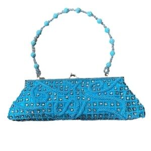 Vintage Far Nine beaded rhinestone sequin kisslock clutch purse bag